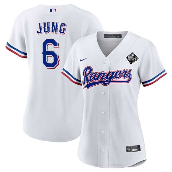 Women's Texas Rangers #6 Josh Jung White 2023 World Series Stitched Jersey(Run Small) Dzhi